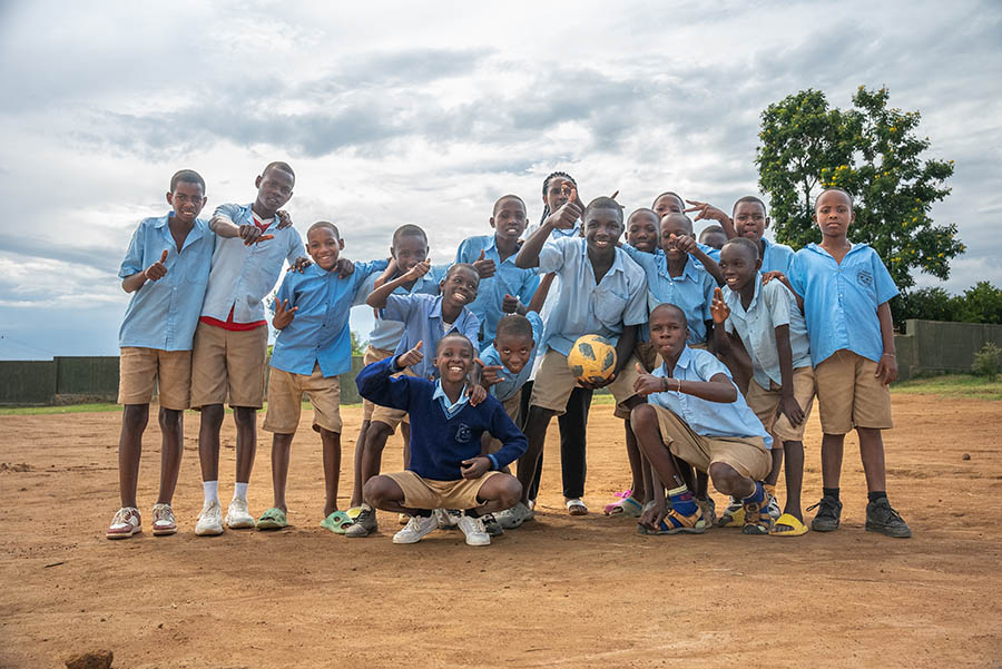Children outside in the school yard