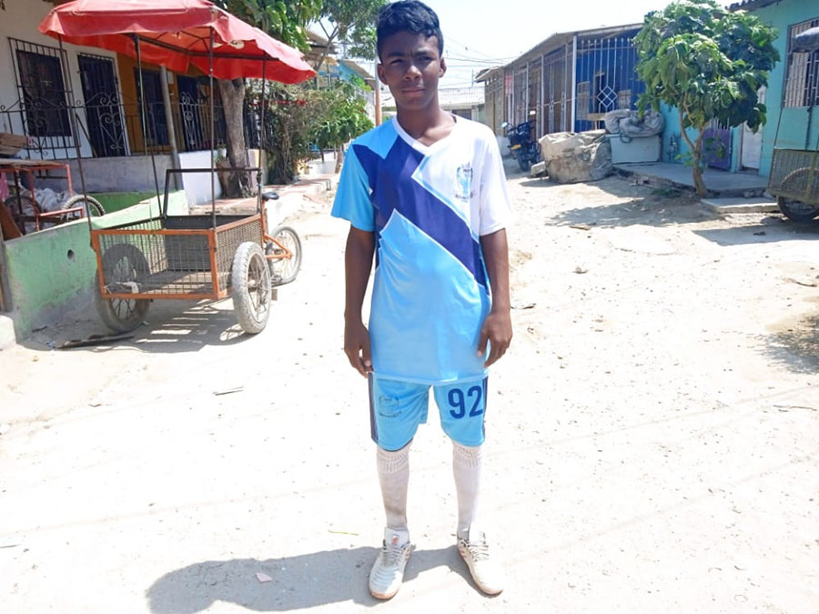 Keyner attending school in Luis Carlos Galan, in the northern Colombian city of Barranquilla