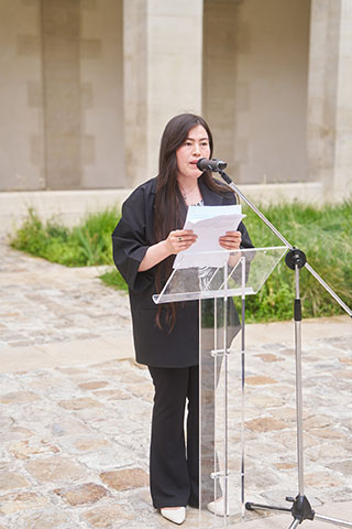 Student speaking on campus