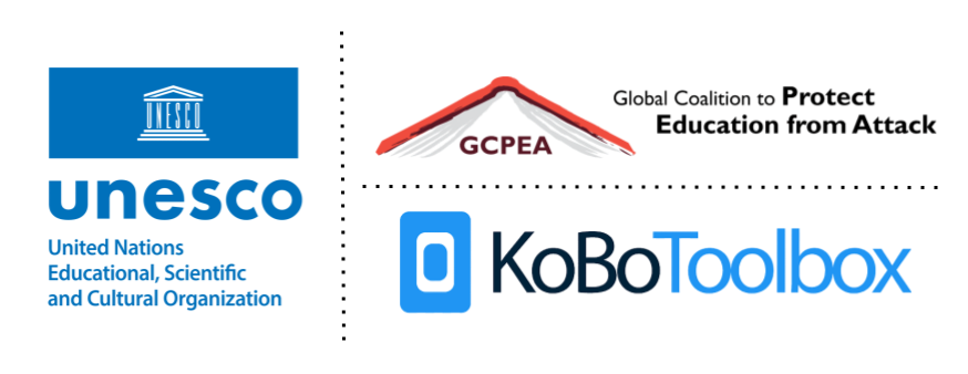 GCPEA, UNESCO, and KoBo Toolbox logos